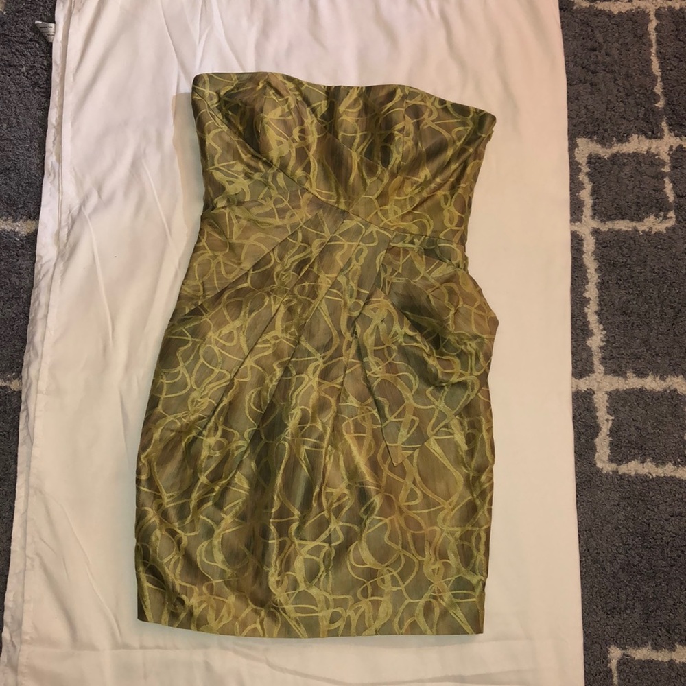 Max & Cleo Strapless golden yellow dress.